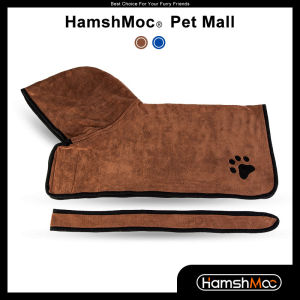 HamshMoc Super Absorbent Dog Drying Coat Fast Drying Dog Bathrobe Towel Soft Microfiber with Adjustable Belt Dog Gown for Small Medium Large Dog