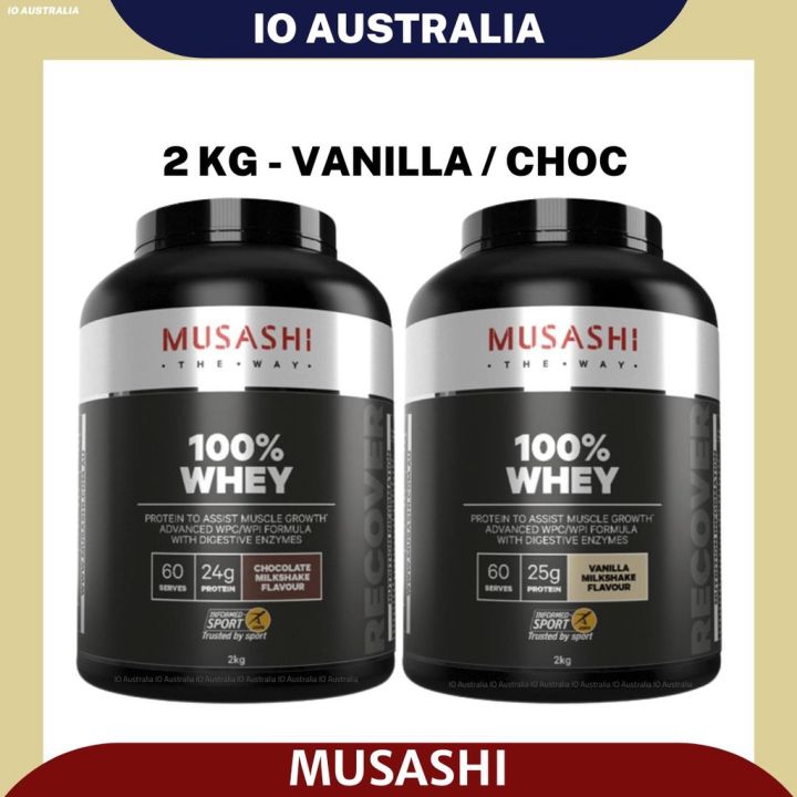 Musashi 100 Whey Protein Vanilla / Chocolate Milk Shake 2kg Lazada