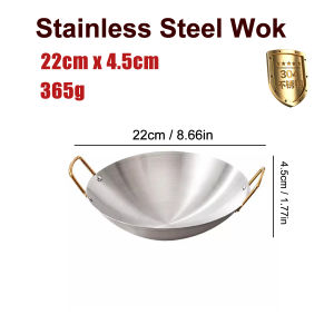 22/30/32/34/36/38/40/40/60CM With Double Handles 304 Stainless Steel Higher Home Thickened Non-Stick Pan Easy To Clean  Wok For Gas Stove Top And Induction Cooker Frying Pan Large-Capacity