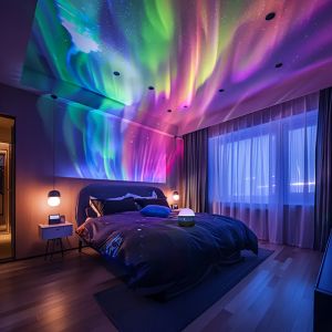 USB-Powered LED Aurora Projector Lamp with Northern Lights Effect - Adjustable Brightness & Color Changing Perfect for Gaming Room Decor and Ambient Lighting