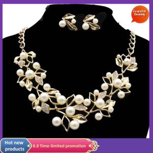Graceful Tree Leaves Necklace Earring Elegant Ladies Luxury Jewelry Set