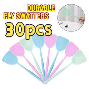 【Wholesale】30pcs Plastic Fly Swatter Long Handle Mosquito Killer Smatter Portable Household Manual