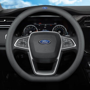 Simple Leather Car Steering Wheel Cover Breathable Non-slip Black Interior Accessories For Ford Ranger Fiesta Focus Everest Territory Kuga Edge EcoSport Escort Escape EXPLORER