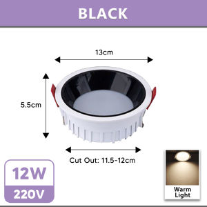 [1PC] ROCO 12W Anti Glare Round LED Ceiling Downlight LED Light Ceiling Lamp Recessed Downlight Lampu Siling