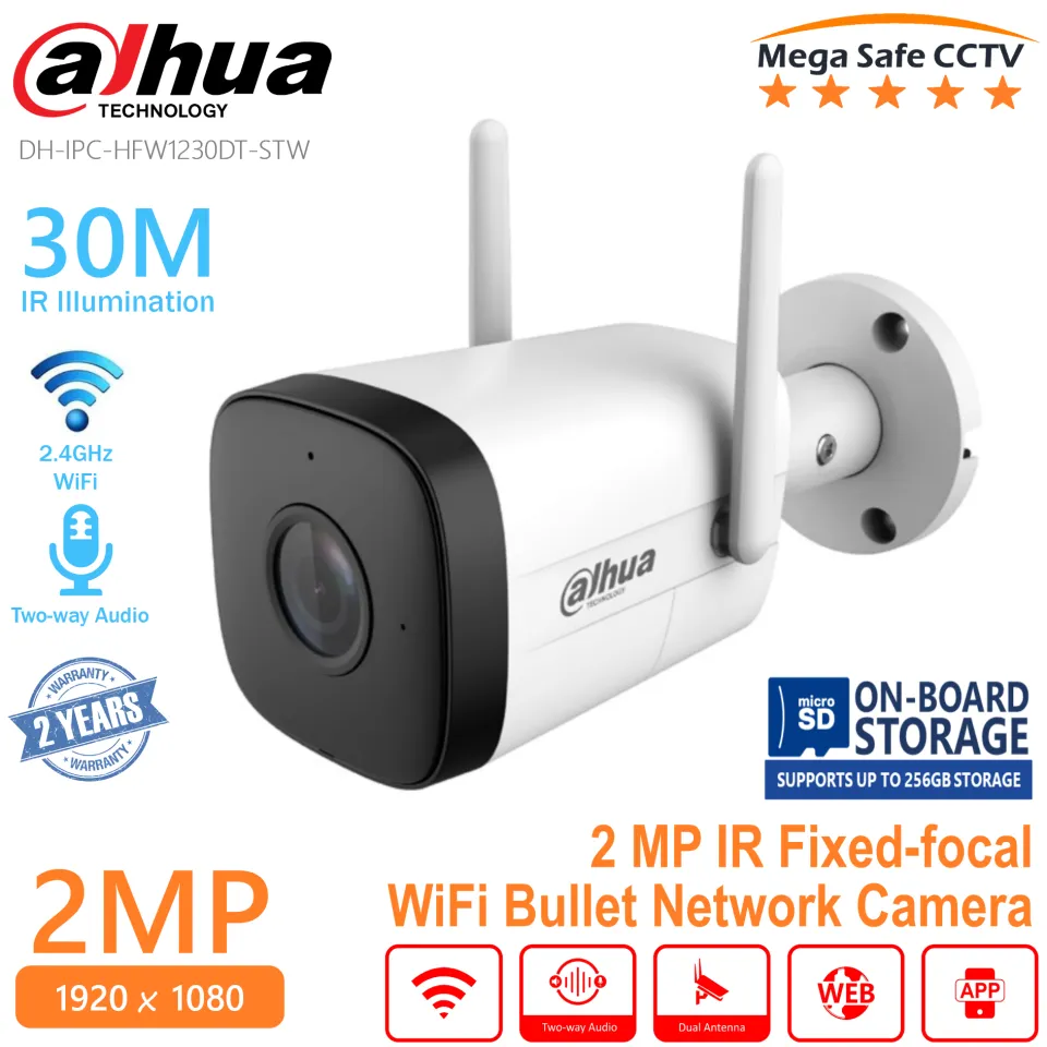 Dahua 2MP WiFi Two way Audio Outdoor Network IP Camera  (DH-IPC-HFW1230DT-STW) Fixed-focal 1080P SMART DWDR 3D NR  BLC Motion detection