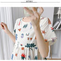 Maternity Dress Korean Style Plus Size New Short Sleeved Maternity Dresses Floral Pregnant Women Dress Loose Medium Length Maternity Dress Pregnant. 