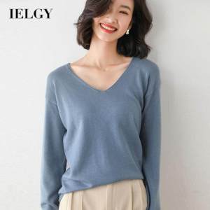 IELGY Elegant Round Neck Long Sleeve Loose T-shirt