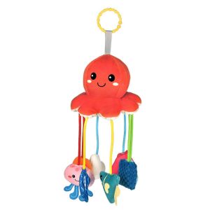 XFZHG Cute Animal Design Sensory Stroller Hanging Ornaments Hand Grip Pull String Plush Animals Bed Bell Dolls Cartoon Soft Teether Baby Pull String Toys 0-12 Months
