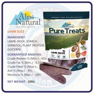 ALPS NATURAL Pure Treats Grass Fed Lamb Recipe (100g) Assorted Flavors MADE WITH REAL LAMB Dog Treats