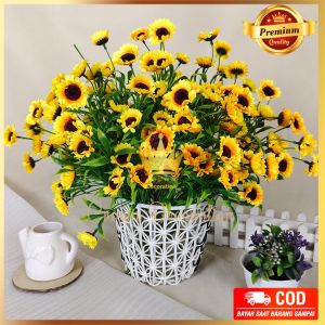 Bunga Matahari Duri Cabang 5 Sunflower Artificial Tiruan Hiasan Dekorasi Rumah Pelaminan Import Home Decor Wedding