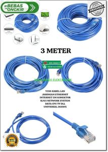 V196 ORI KABEL LAN ETHERNET 3 METER INTERNET JARINGAN HOTSPOT NETWORK DATA CABLE RJ45 OUTDOOR WATERP