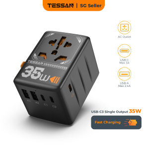 TESSAN SG - 35W Fast Charging Universal Travel Adaptor Travel Charger UK AU EU Travel Plug USB C