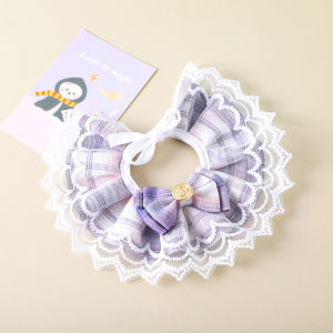 Pet Lace Cute Bib Collar Scarf with Bowtie For Cats Dogs Princess Stylish Neckwear Saliva Towel Pet Accessories 宠物口水巾猫咪蝴蝶结蕾丝边项圈  ( BNC 012 )