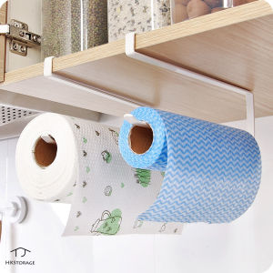 HKStorage Cabinet Door Storage Rack Iron Wall-Mounted Cling Film Shelf Toilet Roll Paper Holders Towel Hanging for Bathroom Kitchen Organizer