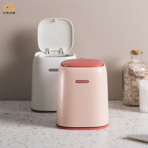 Vision Desk Mini Trash Bin Press Type Dustbin Office Dressing Table Living Room household Storage Box Table Top Trash Can With Cover