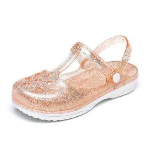 IELGY Summer Hole Shoes Jelly Crystal Sandals Female Light Student Nurse [One size smaller]