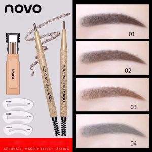 【Ready Stock/COD】4 Colors Natural Waterproof Longlasting NOVO Eyebrow Pencil EyeBrow Template Kit