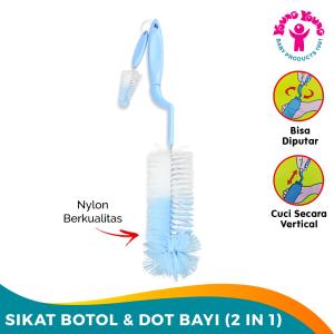 YOUNG YOUNG Sikat Botol & Dot Bayi Rotasi 360 Derajat 2 Pcs Nylon BPA Fre Nipple Bottle Brush 777
