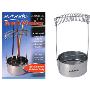 Mont Marte Stainless Steel Oil Pot Brush Washer Multifunction Bucket With Filter Spring Pen Holder Painting Tools Art Supplies