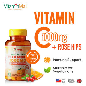 Nutri Botanics Vitamin C 1000mg Time Release Tablet with Rose Hip – Support Immune Health Antioxidant - 60 Vegetarian Tablets – Gentle on Stomach
