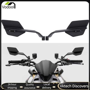 【Vodool】 2PCS Motorcycle Rear View Mirror 90 Adjustment Motorcycle Fixed Wing Adjustable Mirror Wind Wing Rotating Rear View Mirror for Street Bike Scooter