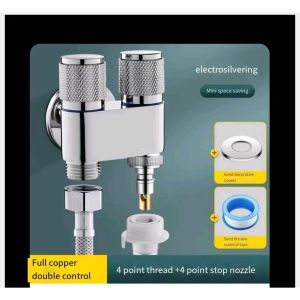 Compact Dual-Outlet Bathroom Faucet with Bidet Spray and Chrome Finish