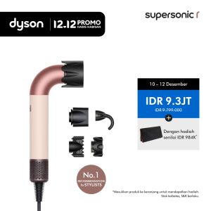 Dyson Supersonic r ™ Hair Dryer HD17 (Ceramic Pink/Rose Gold) - Pengering Rambut Paling Kuat & Ringan | Attachment cerdas | Mengurangi rambut kusut
