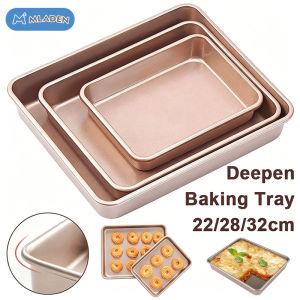 MLADEN 22/28/32cm Baking Tray Deep Thickened Non-Stick Square Baking Pan Cake Tray Mold Kitchen Bakeware Acuan Kek Segi Empat