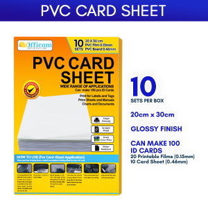 Officom PVC Card Sheet (50/10pcs) ID Card Sheet | Hard Plastic ID Making Film | ATM | Gift Cards