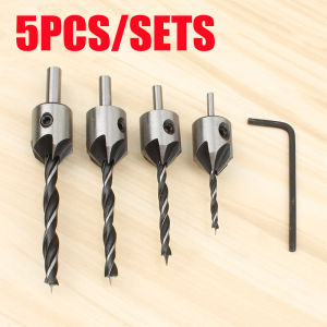 (23PCS/PACK)8Pcs Wood Plug Cutter6Pcs 1/4 Inch Hex 5 Flute 90 Degree Countersink Drill Bits7Pcs Three Pointed Countersink Drill Bit With L-Wrench And Automatic Center Punch Drill Bit