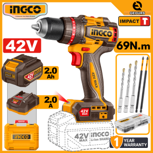 INGCO 42V 69NM CORDLESS IMPACT DRILL | COMPACT BRUSHLESS MOTOR | CIDLI426981