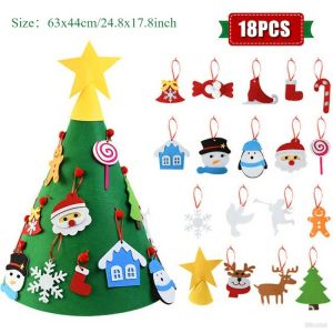 DIY Felt Christmas Tree Wall Hanging Artificial Xmas Tree with Santa Claus Snowflakes Ornament Decor