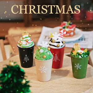 1pcs Miniature Dollhouse Christmas Mocha Cream Top Coffee Christmas Drink Cup Model Toy for Blyth BJD Doll Accessories