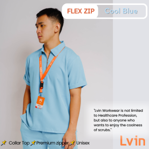 [ Lvin ]  FLEX FIT ZIPPER - Baju OKA  / Baju Jaga / Set Baju Celana Jaga Oka / Dokter Lengan Pendek / Baju OK / Baju Scrub / Doctors Scrub
