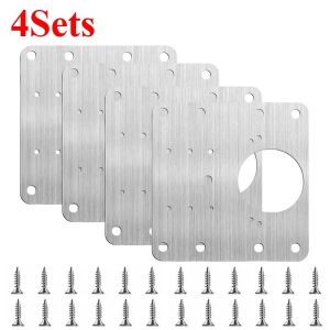 Feelife 2/10Sets Hinge Repair Plate Kitchen Cabinet Door Hinges Mounting Plate with Screw Flat Fixing Brackets Furniture Hardware Tools