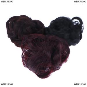 [COD] WEICHENG Flower Bud Head Wig Claw Clip In Hairpiece For Women Messy Curly Short Synthetic Hair Extension Chignon Donut Roller