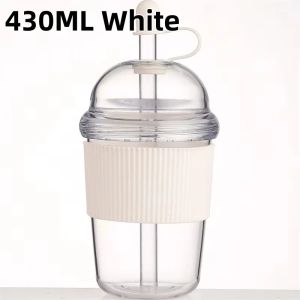1pc 430ml Portable Flip Straw Cup Plastics Ins Style High-Capacity Water Bottles Tea Coffee Milk Heat-Resistant Juice Jelly Cups2026