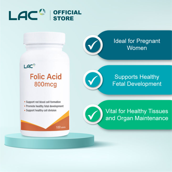 [Expiry Dec 2025] LAC Folic Acid 800mcg (100 Tablets) for Red Blood ...