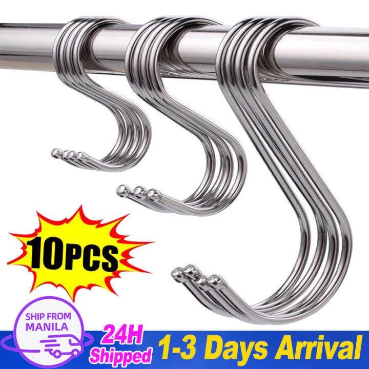 🔥Fast Shipping🔥10pcs Stainless Steel S Shaped Hook Multifunction Metal ...