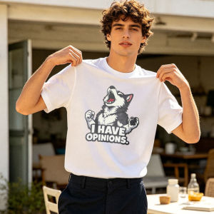 I HAVE OPINIONS Summer Men Cotton Crew Neck Tee Roaring Anthro Wolf Cartoon Graphic Funny Furry Lover Daily Casual Shirts
