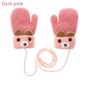 LIWU   Mùa đông Đáng yêu Gấu hoạt hình Trẻ sơ sinh Thêm nhung Găng tay trẻ em Đan găng tay Đặc