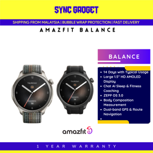 AMAZFIT Smartwatch Balance [1.5" HD AMOLED Display I 150+ Sports Modes I Up to 14 day last I Bluetooth Phone Calls ]
