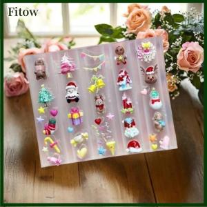 Fitow 3D Christmas Silicone Nail Mold Santa Claus Gingerbread Snowman Nail Design DIY Manicure Template Tool For Nail Decoration