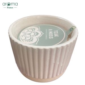 Nến thơm phòng ngủ Aroma hương Địa Trung Hải Hương gỗ mụn hồng phong lữ xạ hương lài Mercury Row Ridged Scented Candle  - hình chậu cây sáp đậu nành nặng 380Gr 50 giờ