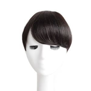 GUORE Invisible High quality Daily Fake Front Neat Bang Hair Extension Clip In Women Heat Resistant Fiber Sweeping Side Fringe 3D Bangs Wig Oblique Bangs Synthetic Air Bangs
