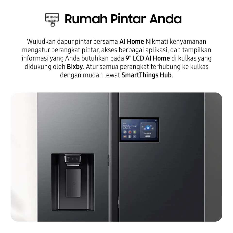 Samsung Kulkas Pintar BESPOKE AI dengan Family Hub 641L Side by