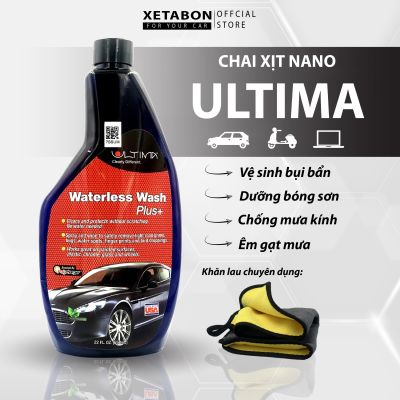 Chai xịt nano dẻo Ultima [650ml/200ml] Vệ sinh + Phủ bóng, Chống bám nước cho ô tô. Tặng khăn chuyên dụng