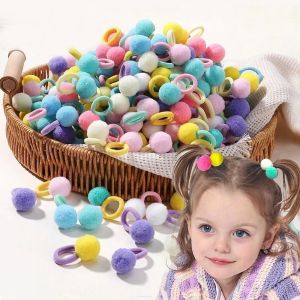 20/50Pcs/set Kids Cute Plush Ball High Elastic Hair Bands Baby Soft Rubber Band Girls Headband Hair Accessories Gift