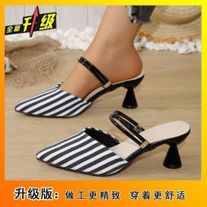 [Free Shipping] 2026 Spring/Autumn New Collection: Fashionable And Versatile High-Heeled Slippers For Women Perfect For Wearing With Dresses And Also Available As Mules