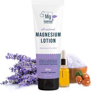 Lavender Scented Melatonin Magnesium Lotion for Sleep 250 mg Zechstein Magnesium & 3 mg Melatonin per Teaspoon 6 oz Bottle of Lavender Lotion Relaxing Aromatherapy Proudly Made in America